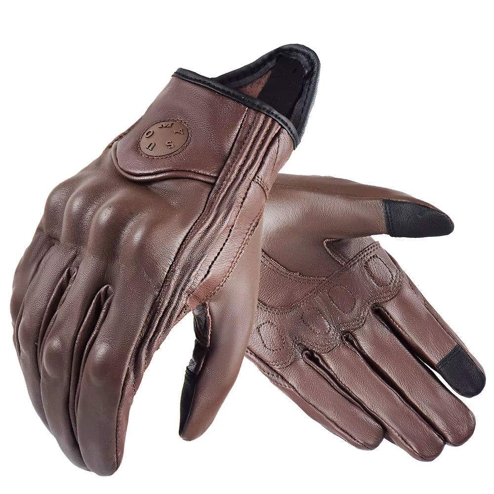 SUOMY Retro Leather Women Motorcycle Gloves Lady Pink Electric Bicycle Guantes Moto Luvas Da Motocicleta Bike Cycling Mitten