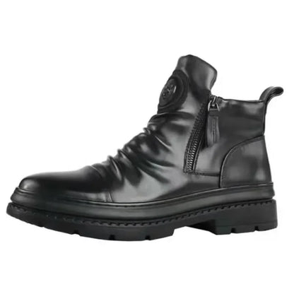 New Men Ankle Boots British Style High Top Men Shoes Motorcycle Leather Boots Zipper Retro Men'S Boots Zapatillas Hombre