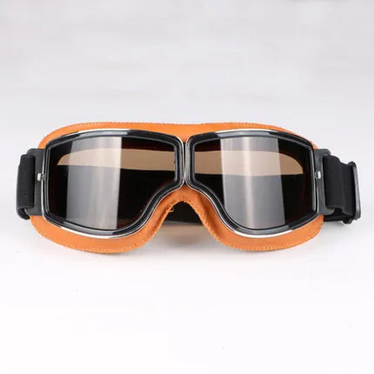 Best Selling Vintage Goggles Motorcycle Leather Goggles Glasses Cruiser Folding Goggles 3-Color Leather 4-Color Lens