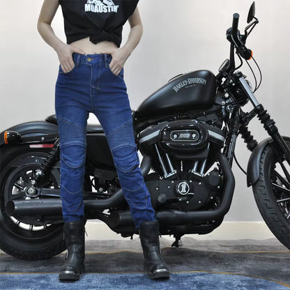 Motorcycle 2025 New Jeans Women Upgrade Silicone Protector Detachable Racing Road Rider Four Seasons Casual Fashion Moto Pants