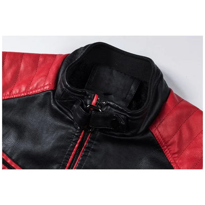 Autumn and Winter Casual Stitching Motorcycle Leather Jacket Fashion Retro Warm Jackets Men and Women Comfortable Trendy Clothin