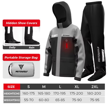 Summer Motorcycle Raincoat Rain Jacket Pants LED Alert Split Suit Rainstorm Waterproof Reflective Impermeable for Outdoor Riding
