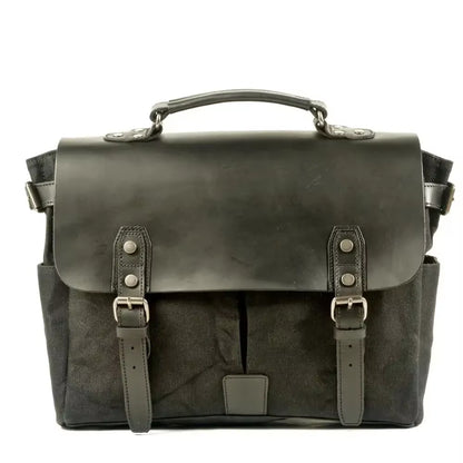 Vintage Men'S Canvas Crazy Horse Leather Shoulder Messenger Bag Computer Bag Official Knight Motorcycle Bag