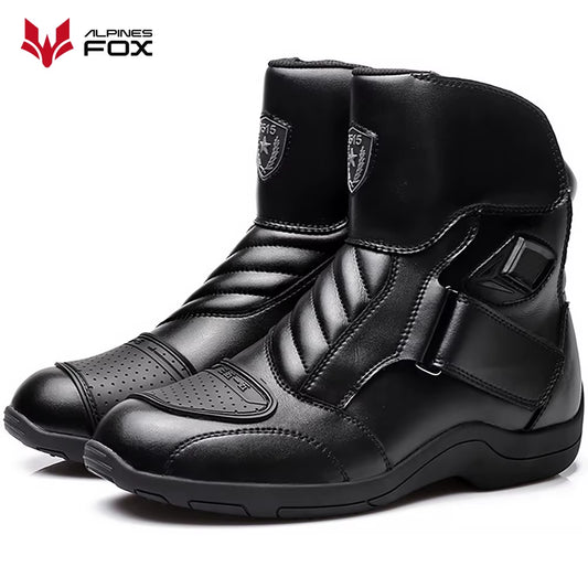 Motorcycle Leather Shoes Moto Boots Racing Bottes Motocross Boots PU Fabric Rubber Sole Wear-Resistant Anti-Collision Easy Wear