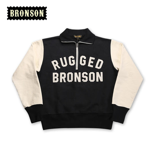 Bronson Heavyweight Vintage Motorcycle Racing Jersey 1/2 Zip Biker Sweatshirt