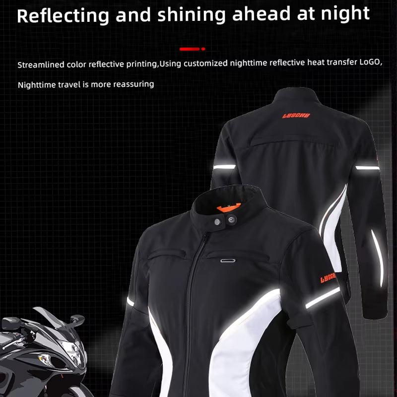 LYSCHY Motorcycle Jacket Women Autumn Winter Warm Anti-Fall Motocross Riding Clothing Waterproof Wear-Resistant Off-Road Jacket
