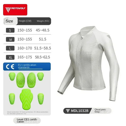 Motowolf Women Motorcycle Jacket Summer Biker Body Armor CE Certified Street Riding Jacket Elastic Motorcyclist Clothing Female