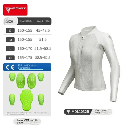 Motowolf Women Motorcycle Jacket Summer Biker Body Armor CE Certified Street Riding Jacket Elastic Motorcyclist Clothing Female