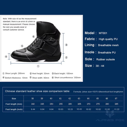 Motorcycle Leather Shoes Moto Boots Racing Bottes Motocross Boots PU Fabric Rubber Sole Wear-Resistant Anti-Collision Easy Wear