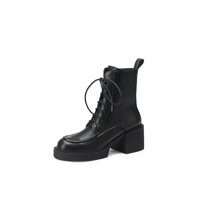 2022 New Neutral Leisure Fashion Women Ankle Boots Motorcycle Boots Genuine Leather Thick Heels Autumn Winter Casual Shoes Woman