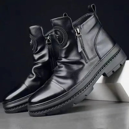 New Men Ankle Boots British Style High Top Men Shoes Motorcycle Leather Boots Zipper Retro Men'S Boots Zapatillas Hombre