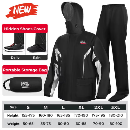 Summer Motorcycle Raincoat Rain Jacket Pants LED Alert Split Suit Rainstorm Waterproof Reflective Impermeable for Outdoor Riding