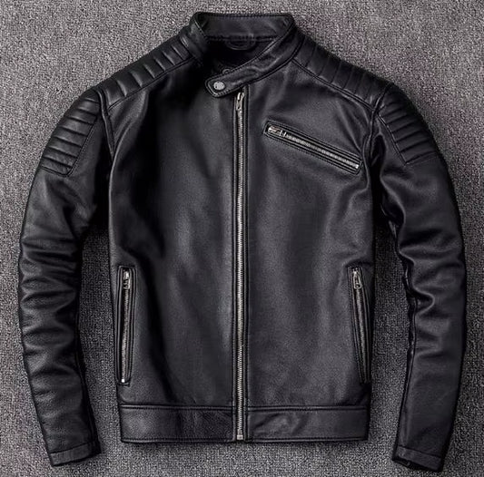 CC Shop Best,Brand Cowhide Clothing,Men'S Genuine Leather Clothes,Vintage Motor Biker Jacket.Leather Coat,Chaqueta De Cuero