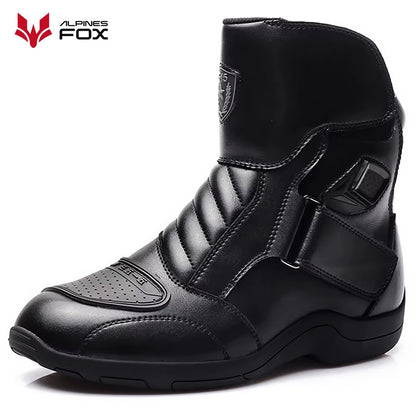 Motorcycle Leather Shoes Moto Boots Racing Bottes Motocross Boots PU Fabric Rubber Sole Wear-Resistant Anti-Collision Easy Wear