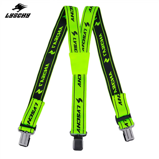 Motorcycle Riding Pants Braces Men Women Moto Motocross Biker Trousers High Elastic Adjustable Y Shoulder Strap Green Black M-L
