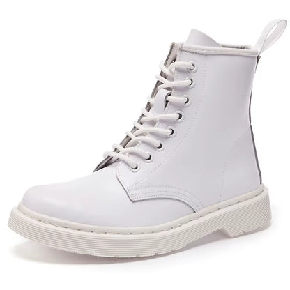 Genuine Leather Boots Women White Ankle Boots Motorcycle Boots Female Autumn Winter Shoes Woman Punk Winter Botas Mujer Spring