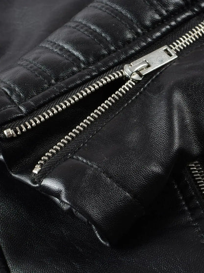 2025 New Autumn Winter Women'S Motorcycle & Biker Faux Leather Jackets Female Vintage High Street Black PU Punk Coats Outerwear
