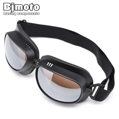 Foldable Motorcycle Goggles Vintage Helmet Goggles ATV UTV Biker Eyewear Goggles Glasses for Pilot Scooter Dirt Bike