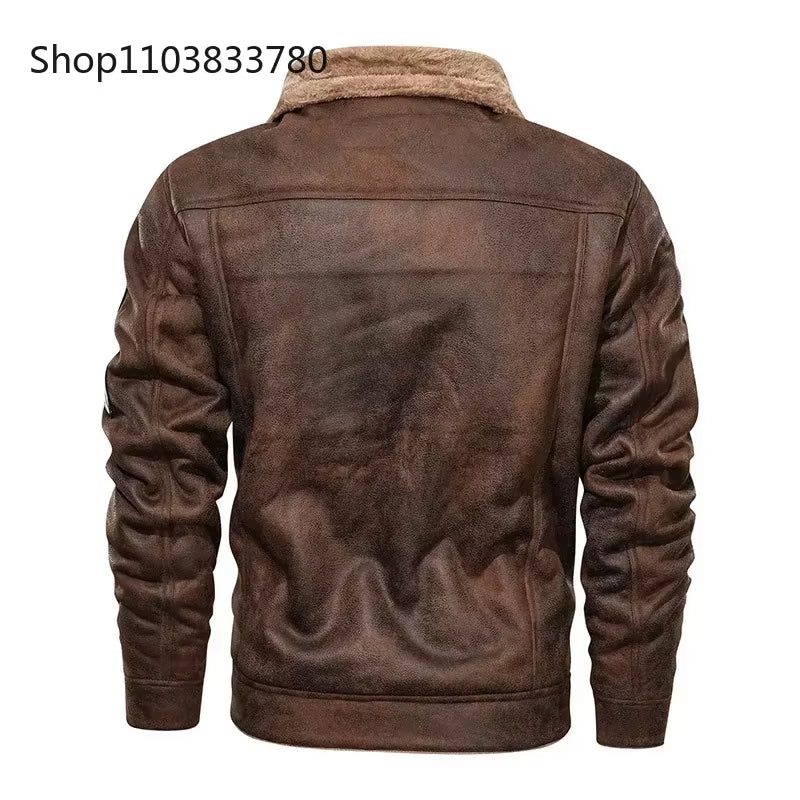 Men'S Leather Jackets Warm Thick Autumn Casual Motorcycle PU Bomber Jacket Biker Leather Coats Male Windbreaker Brand Clothing