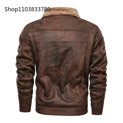 Men'S Leather Jackets Warm Thick Autumn Casual Motorcycle PU Bomber Jacket Biker Leather Coats Male Windbreaker Brand Clothing