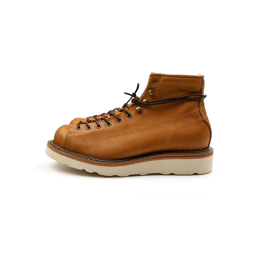 Handmade Quality Fashion Vintage Men Shoes Autumn Winter Real Leather Ankle Boots Tooling round Toe Motorcycle Boots Platform