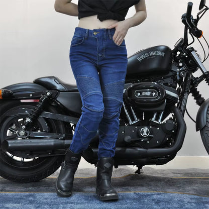 Motorcycle 2025 New Jeans Women Upgrade Silicone Protector Detachable Racing Road Rider Four Seasons Casual Fashion Moto Pants