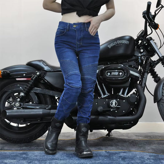 Motorcycle 2025 New Jeans Women Upgrade Silicone Protector Detachable Racing Road Rider Four Seasons Casual Fashion Moto Pants