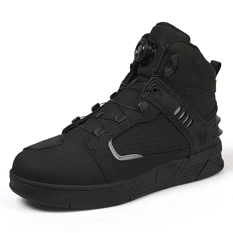 Men Motorcycle Microfiber Leather Ankle Boots Street Motorbike Racing Shoes Motocross Biker Chopper Cruiser Touring Ankle Boots
