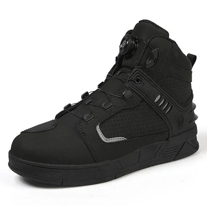Men Motorcycle Microfiber Leather Ankle Boots Street Motorbike Racing Shoes Motocross Biker Chopper Cruiser Touring Ankle Boots