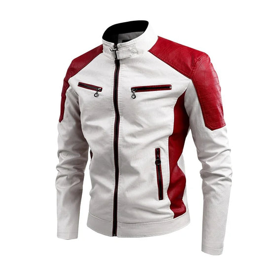 Autumn and Winter Casual Stitching Motorcycle Leather Jacket Fashion Retro Warm Jackets Men and Women Comfortable Trendy Clothin