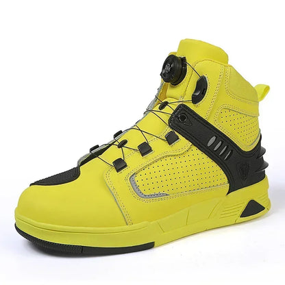 Men Motorcycle Microfiber Leather Ankle Boots Street Motorbike Racing Shoes Motocross Biker Chopper Cruiser Touring Ankle Boots
