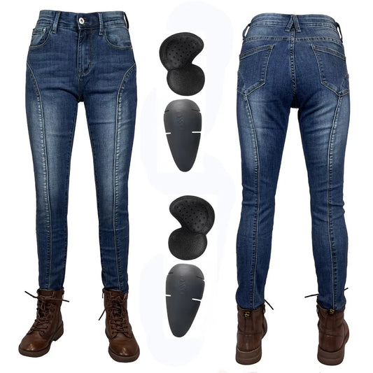 Protective Jeans Women Motorcycle Pants Blue Moto Jeans Protective Gear Blue Motorbike Trousers Motocross Pants Moto Pants