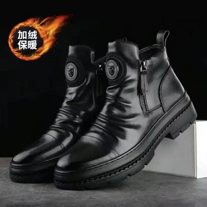 New Men Ankle Boots British Style High Top Men Shoes Motorcycle Leather Boots Zipper Retro Men'S Boots Zapatillas Hombre