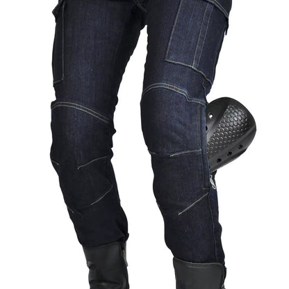 2024 New Motorcycle Dark Blue Jeans Women Silicone Protector Detachable Racing Road Rider Four Seasons Casual Fashion Pants
