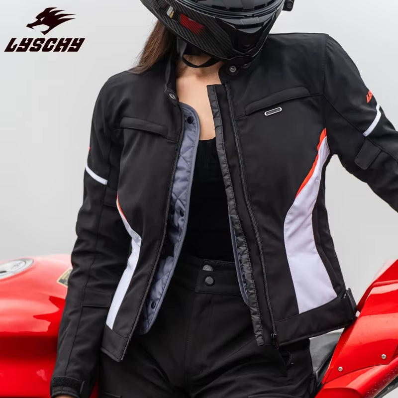LYSCHY Motorcycle Jacket Women Autumn Winter Warm Anti-Fall Motocross Riding Clothing Waterproof Wear-Resistant Off-Road Jacket